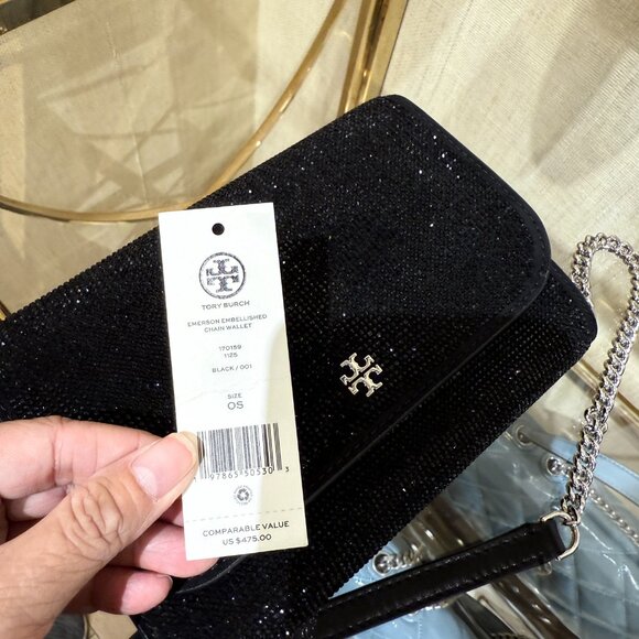 Tory Burch Emerson Chain Wallet 170159 Black $475 - Picture 8 of 8